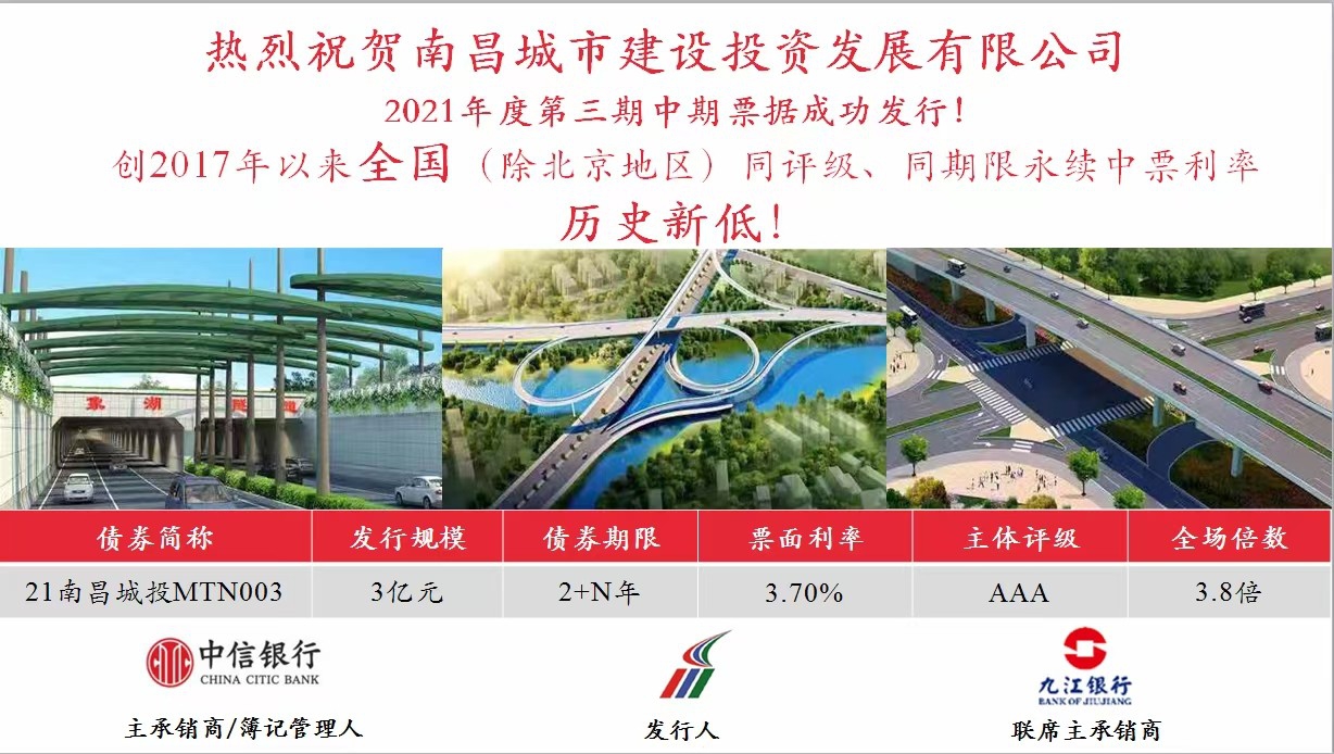 南昌城投公司乐成刊行永续中票，，，，，利率再创天下新低